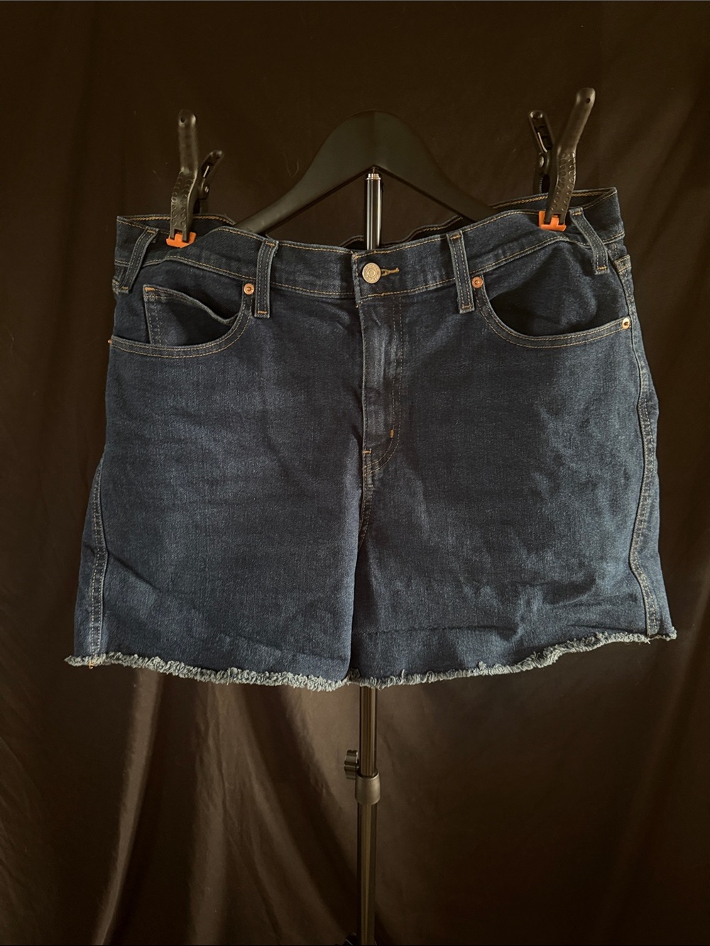 Signature by Levi Strauss Dark Indigo Denim Cutoff Shorts